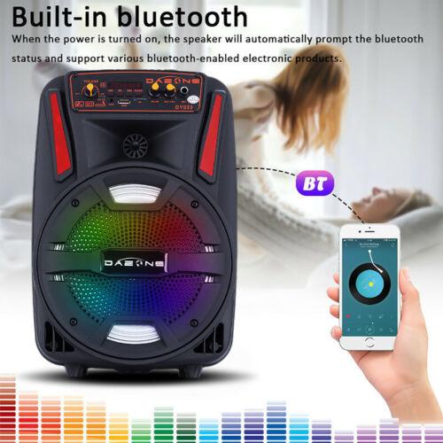 1000W Portable Bluetooth PA Speaker 8" Subwoofer Wireless Rechargeable Speaker With Microphone FM Radio LED - 2